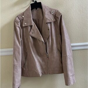 Tanish crème leather zipper jacket